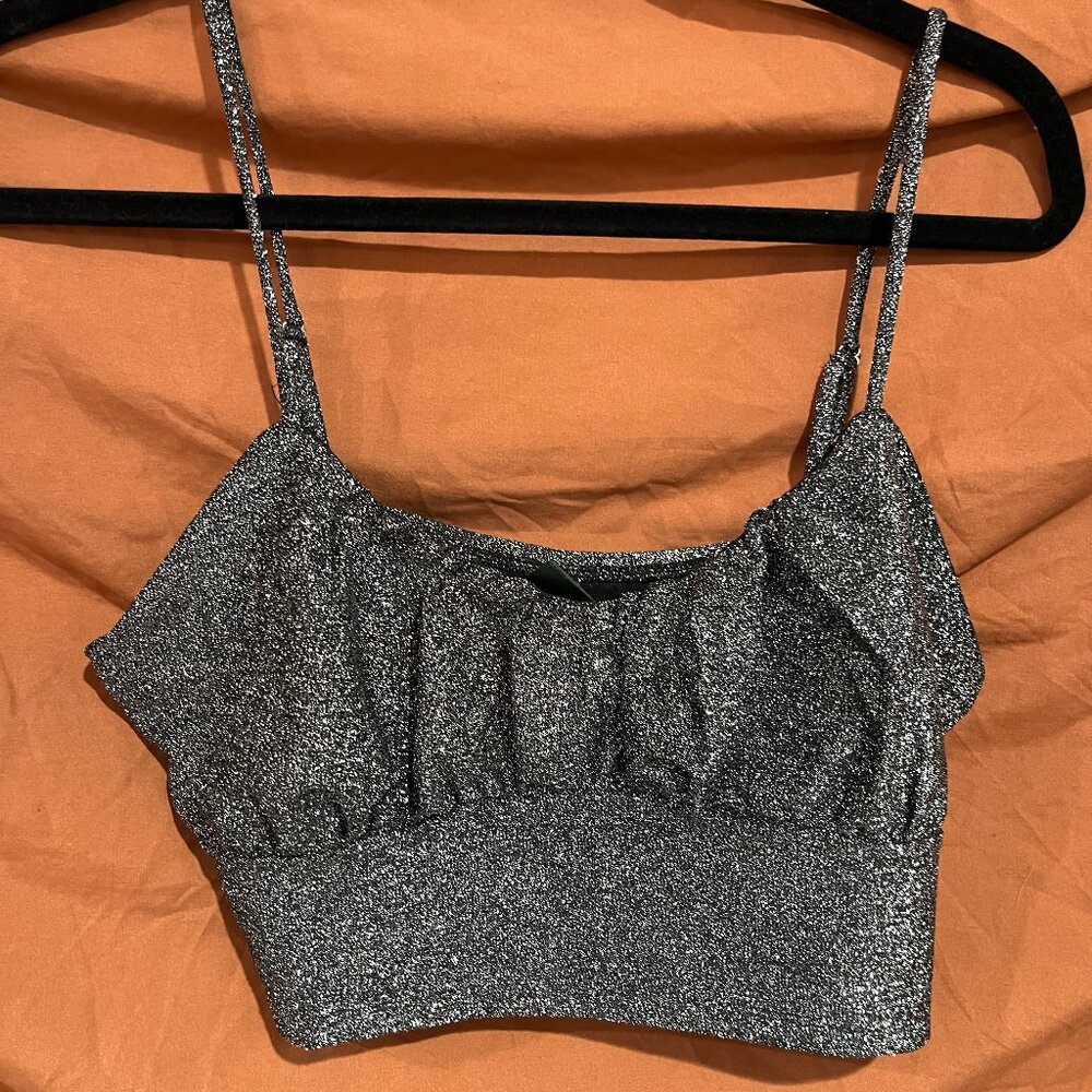 Wild Fable Metallic Sparkle Crop Top